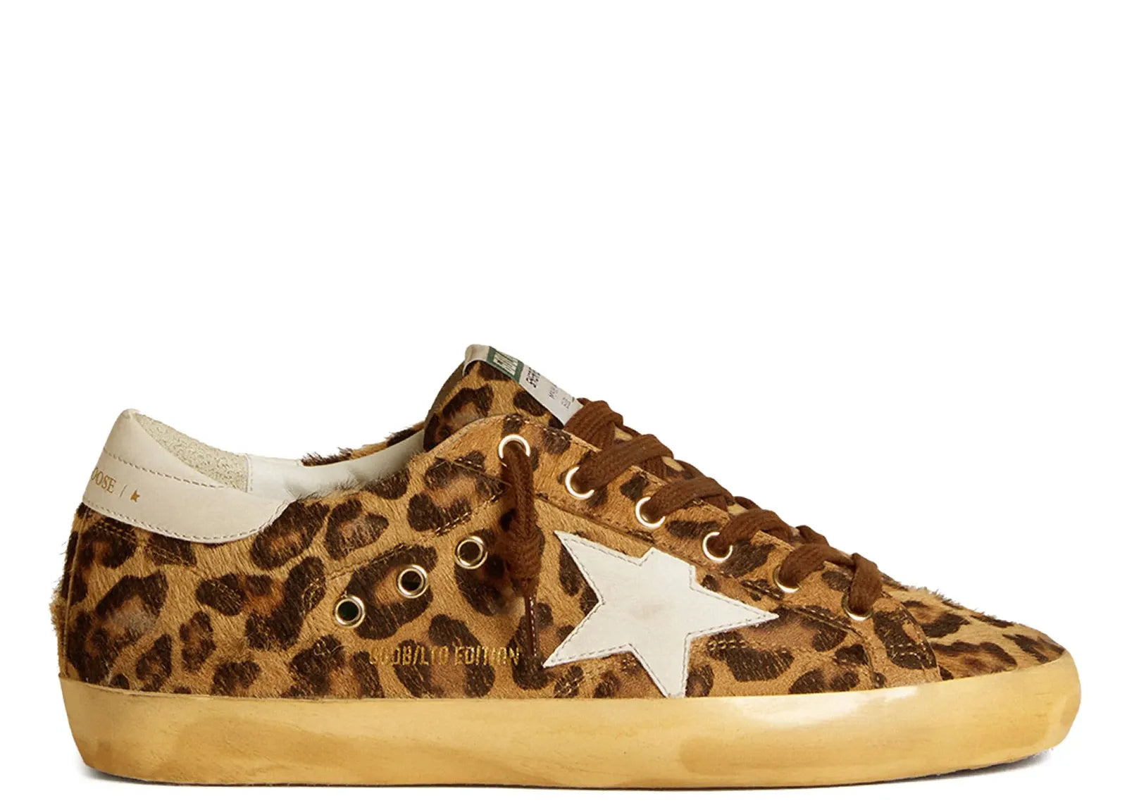 GOLDEN GOOSE SUPER-STAR LEOPARD PONY SKIN MILK WHITE STAR HEEL (W)