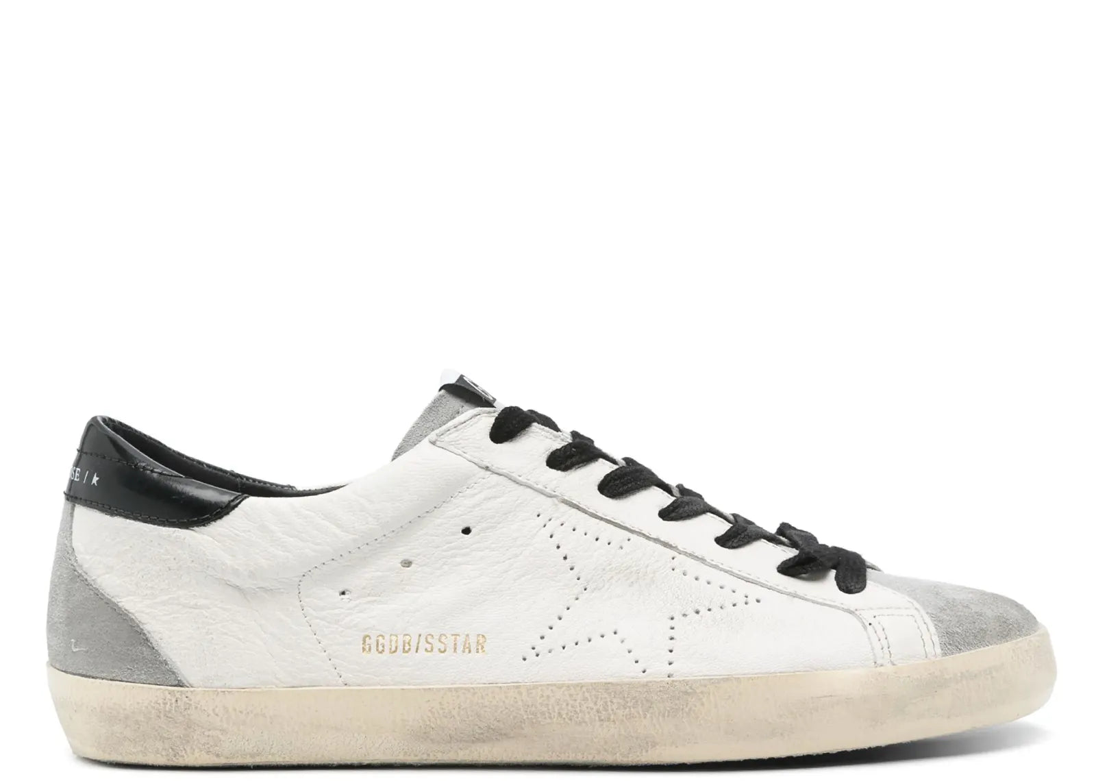 GOLDEN GOOSE SUPER-STAR LIGHT BEIGE LEATHER PERFORATED LOGO