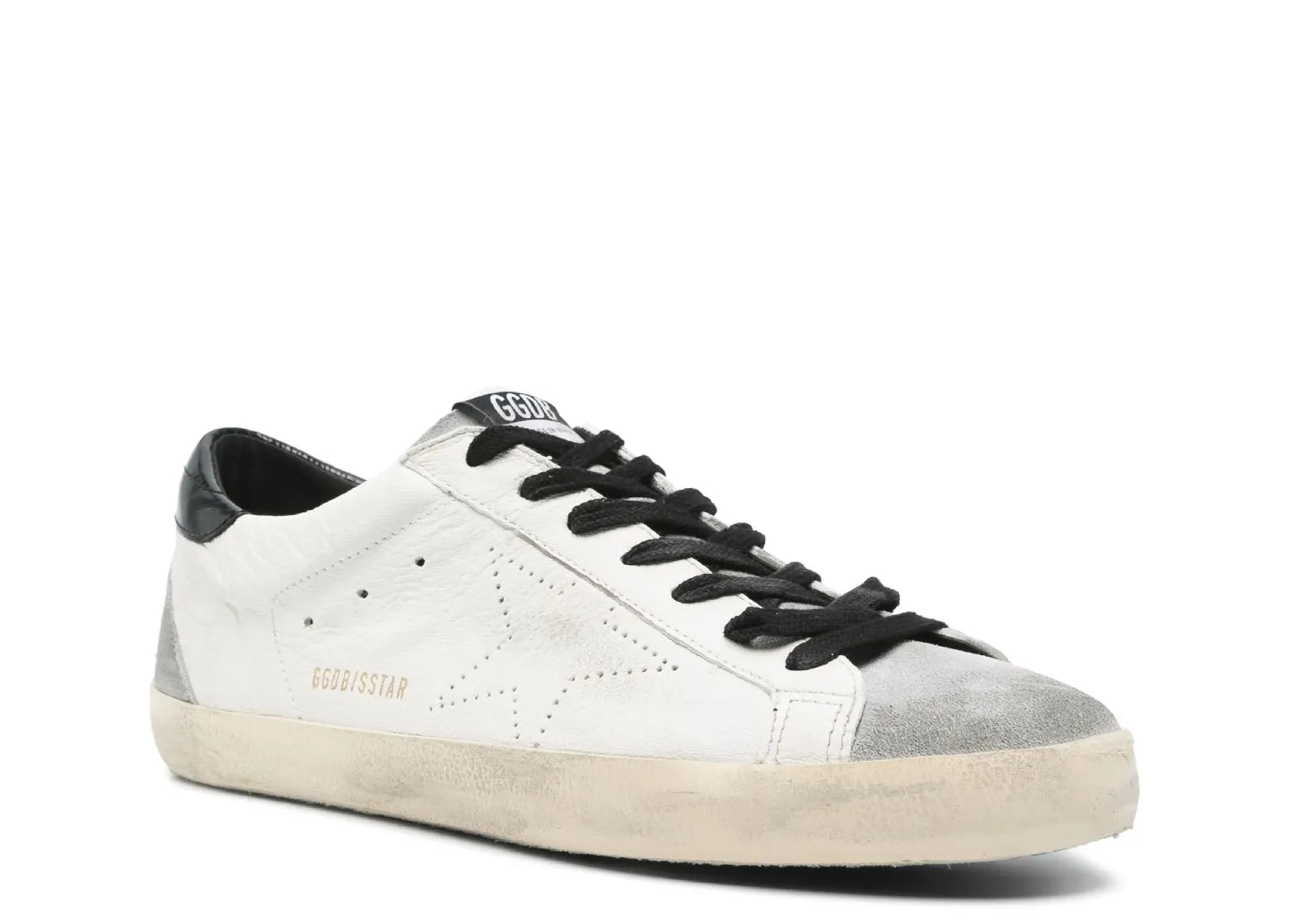GOLDEN GOOSE SUPER-STAR LIGHT BEIGE LEATHER PERFORATED LOGO