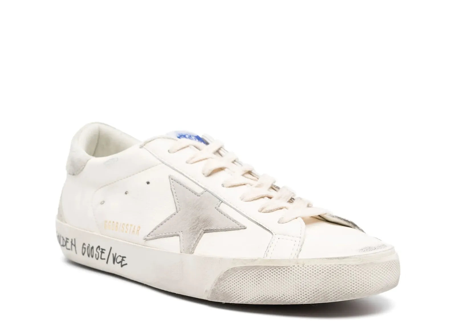 GOLDEN GOOSE SUPER-STAR OFF WHITE LEATHER BEIGE HEEL