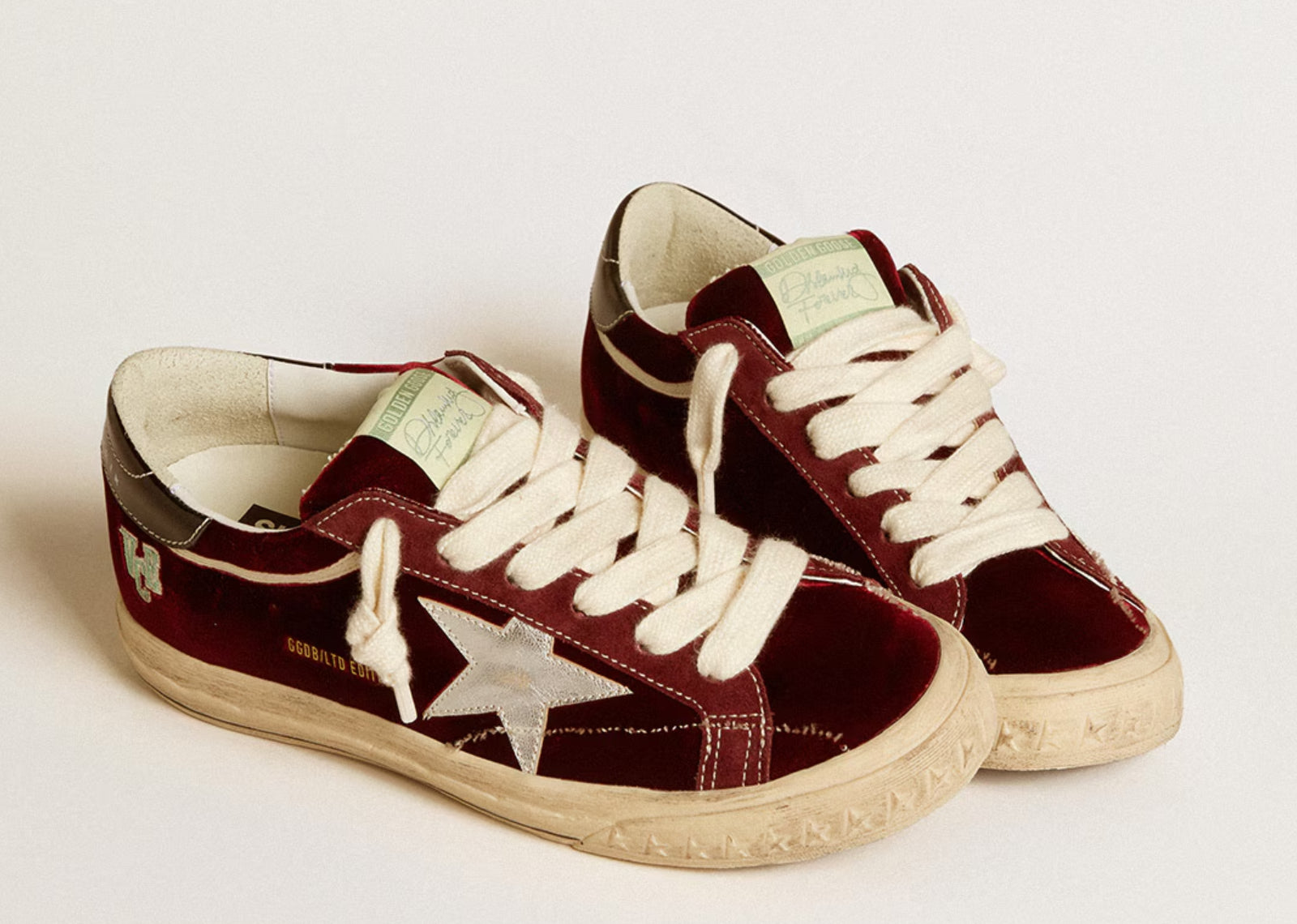GOLDEN GOOSE SUPER-STAR RUBY VELVET SILVER BLACK METALLIC LEATHER (W)