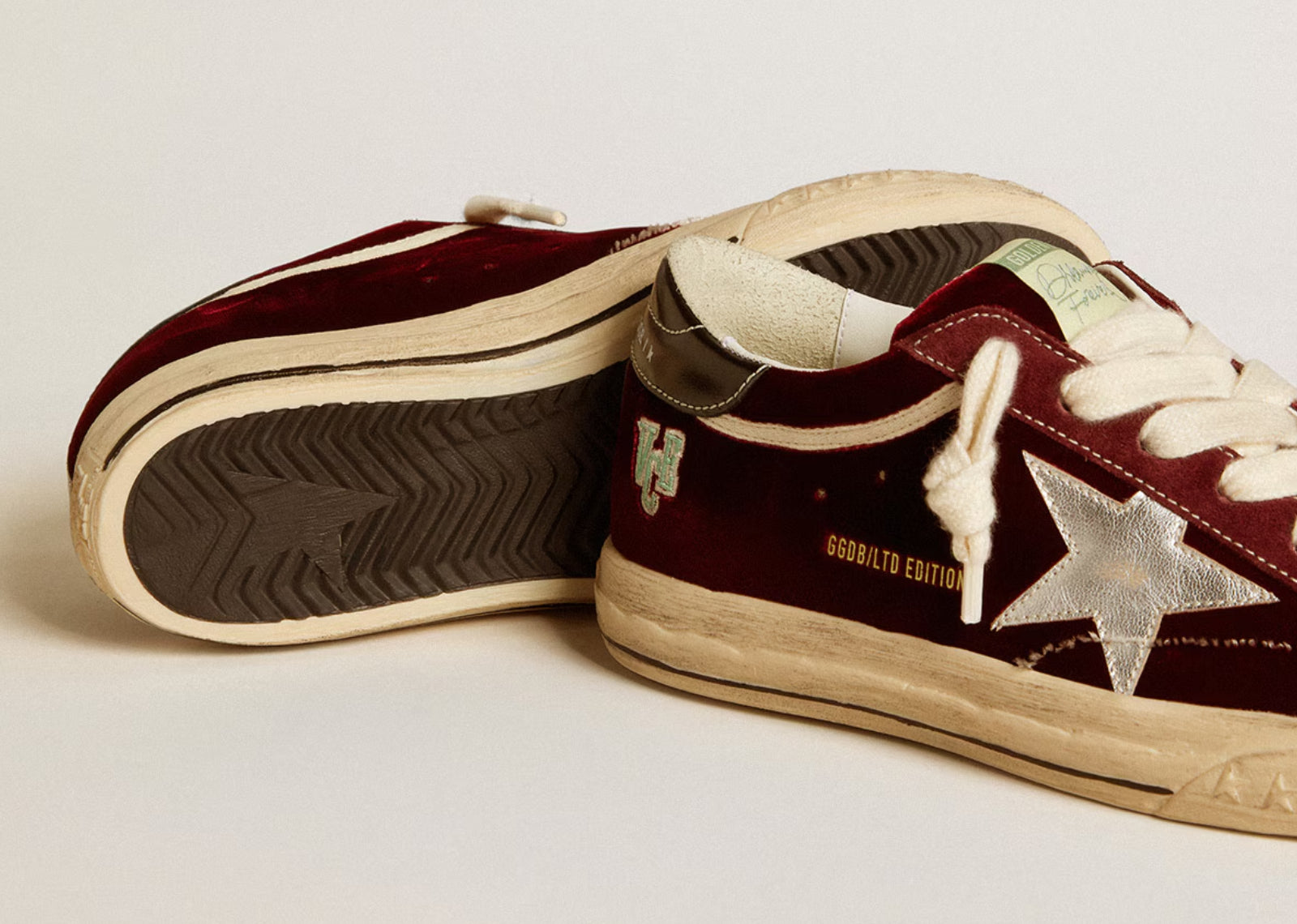 GOLDEN GOOSE SUPER-STAR RUBY VELVET SILVER BLACK METALLIC LEATHER (W)