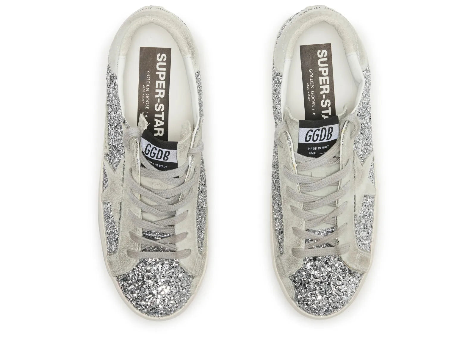 GOLDEN GOOSE SUPER-STAR SILVER GLITTER ICE GRAY (W)