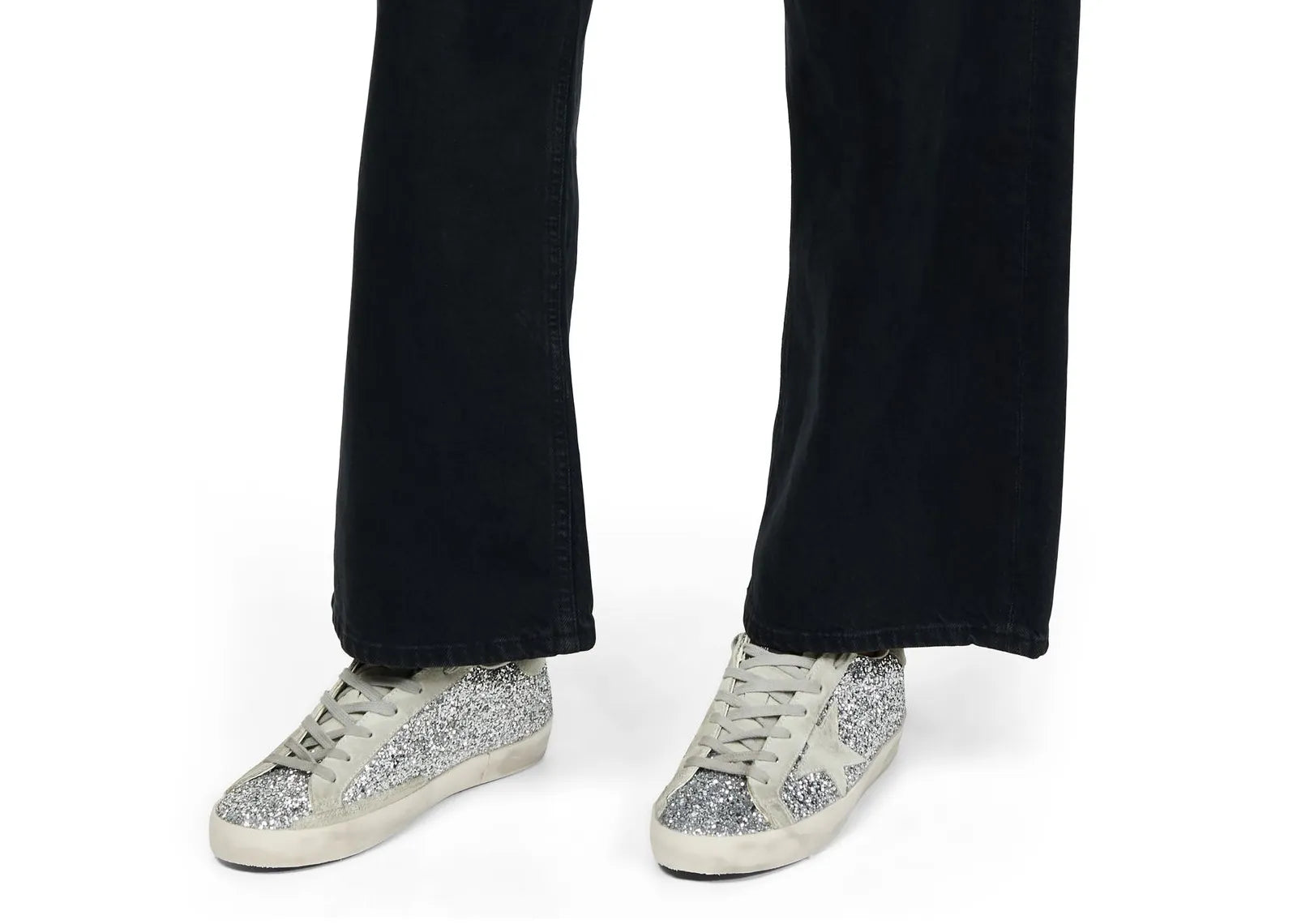 GOLDEN GOOSE SUPER-STAR SILVER GLITTER ICE GRAY (W)