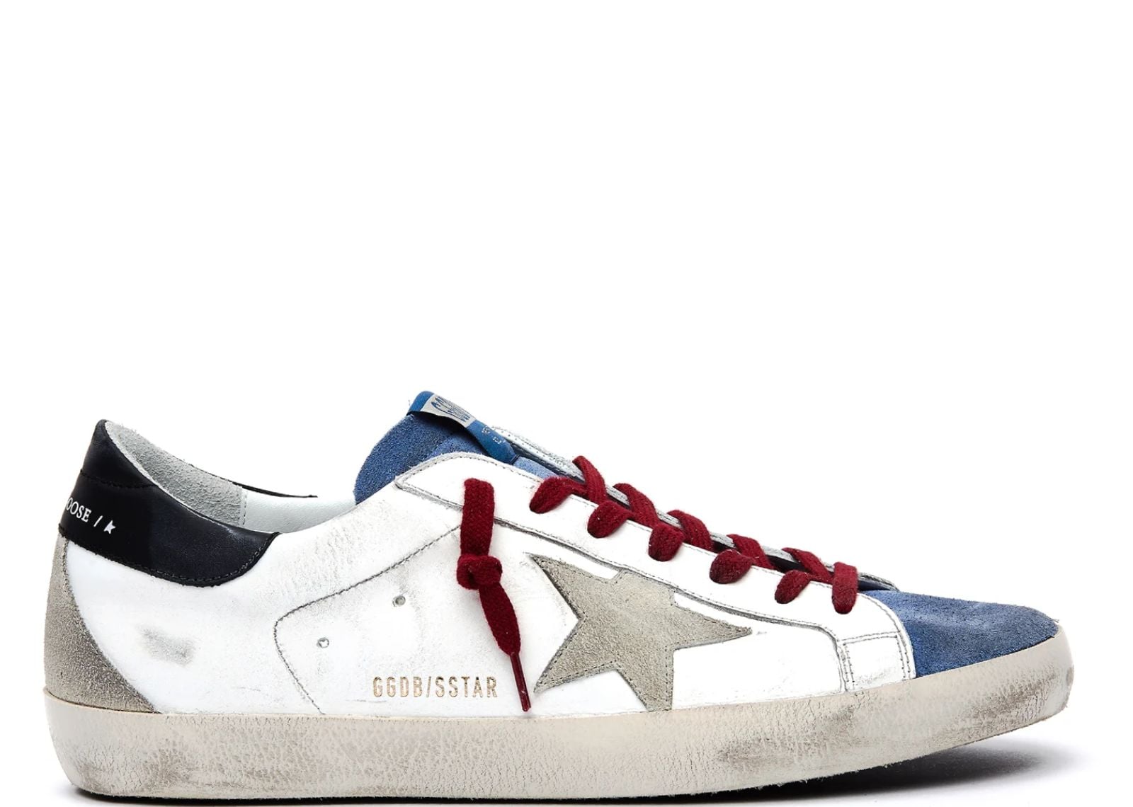 GOLDEN GOOSE SUPER-STAR WHITE BLUE RED