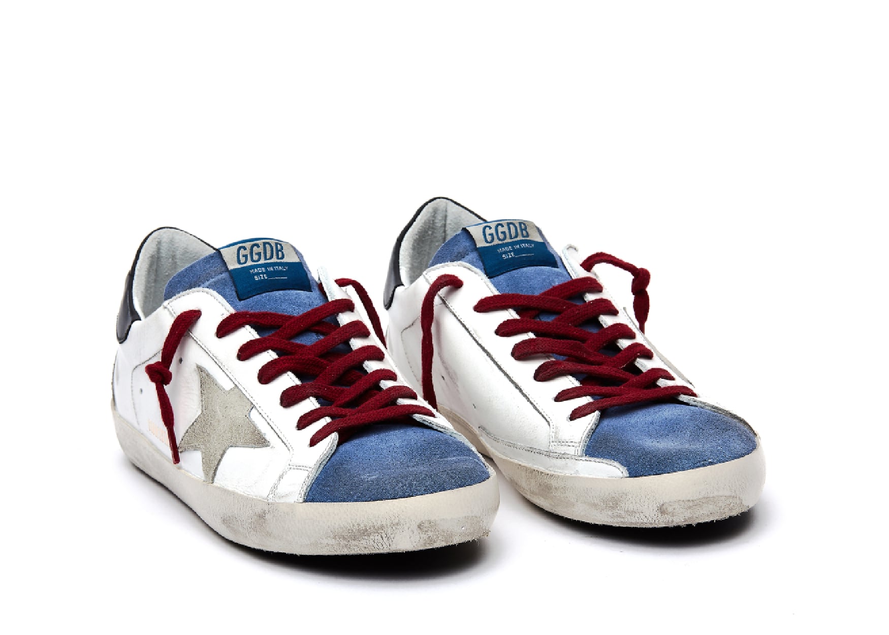GOLDEN GOOSE SUPER-STAR WHITE BLUE RED