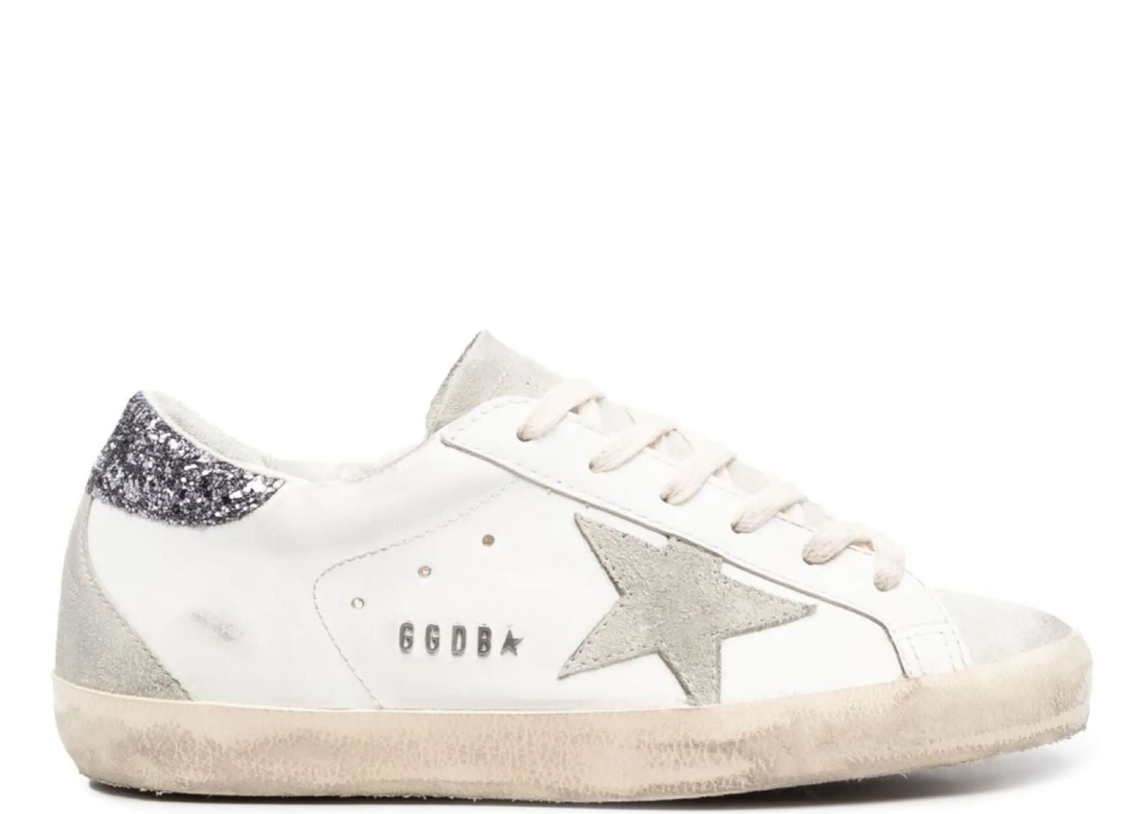 GOLDEN GOOSE SUPER-STAR WHITE DARK GREY GLITTER (W)