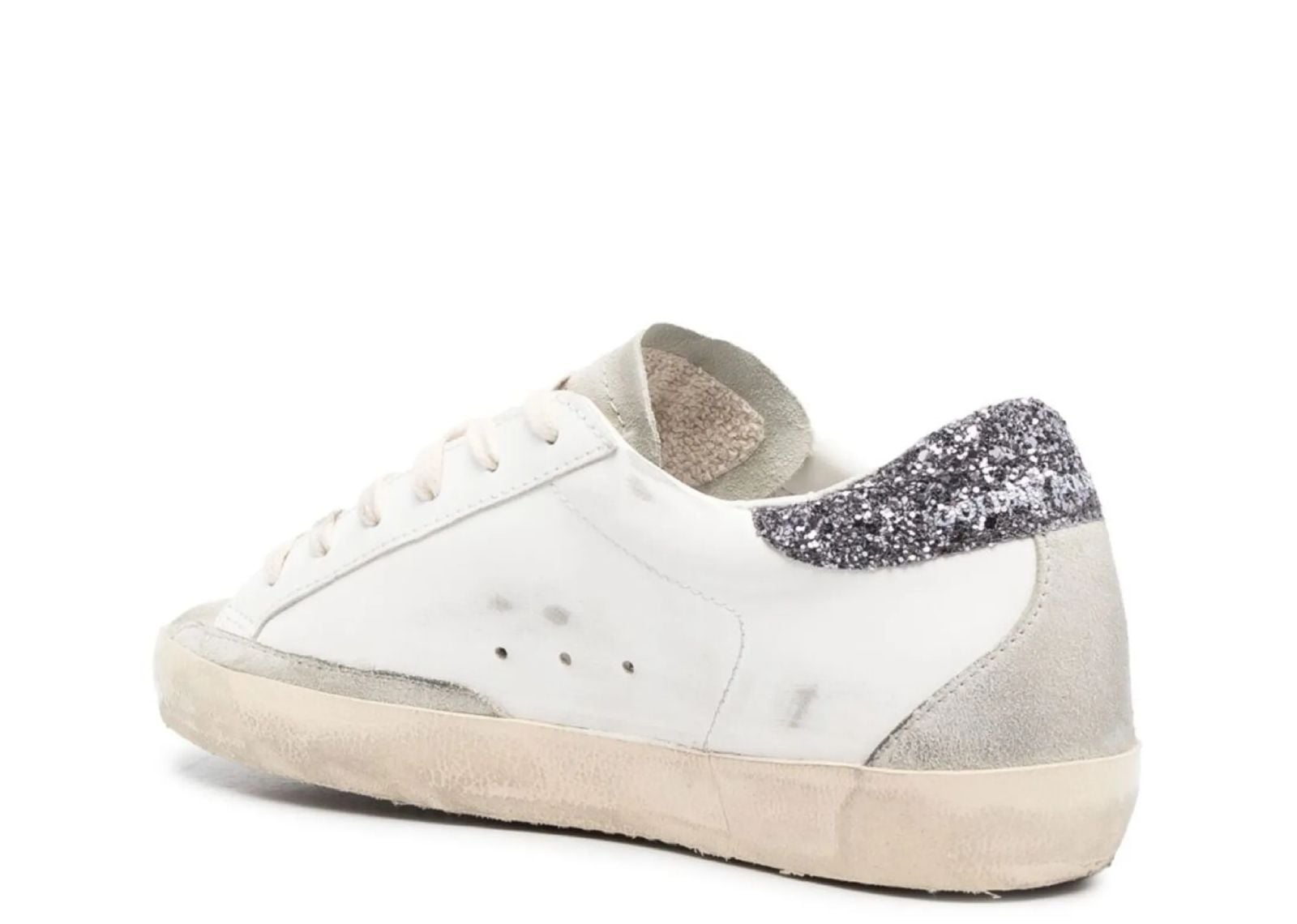 GOLDEN GOOSE SUPER-STAR WHITE DARK GREY GLITTER (W)