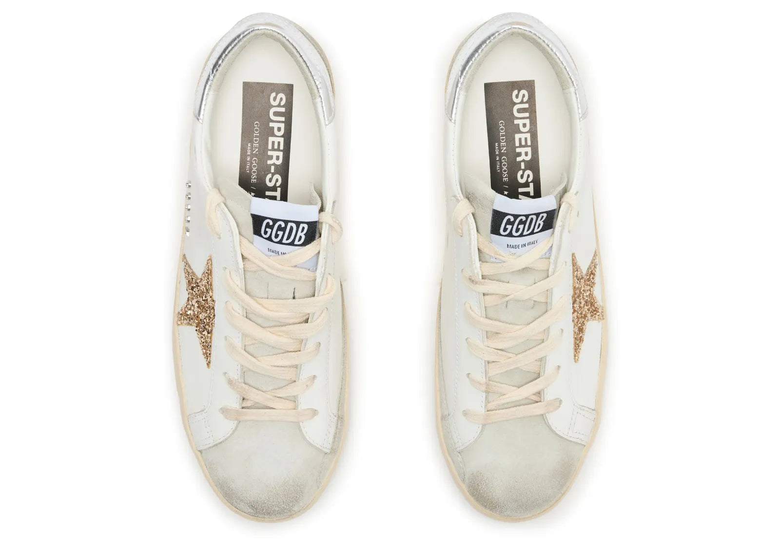 GOLDEN GOOSE SUPER-STAR WHITE ICE GRAY GOLD GLITTER (W)