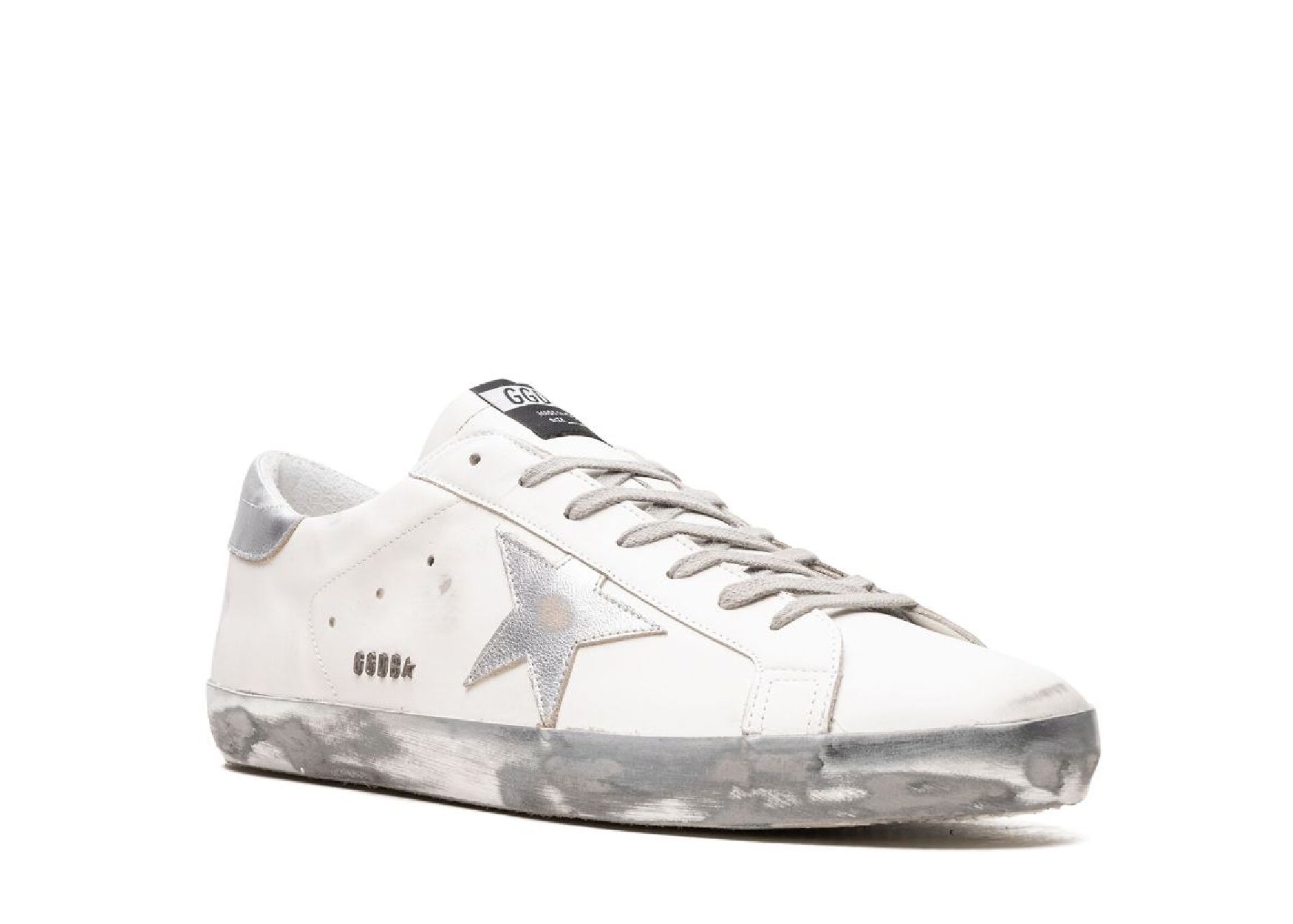 GOLDEN GOOSE SUPER-STAR WHITE SILVER GLITTER