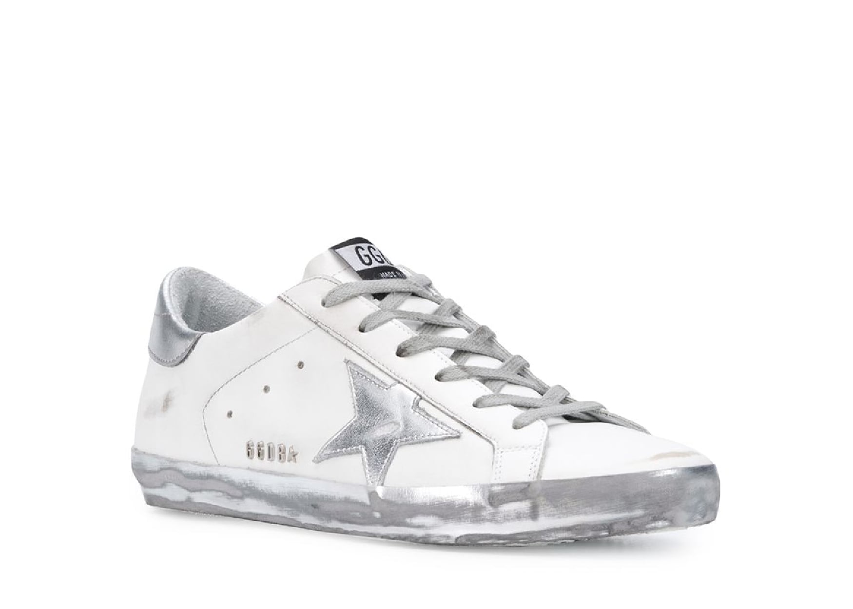 GOLDEN GOOSE SUPER-STAR WHITE SILVER SPARKLE (W)