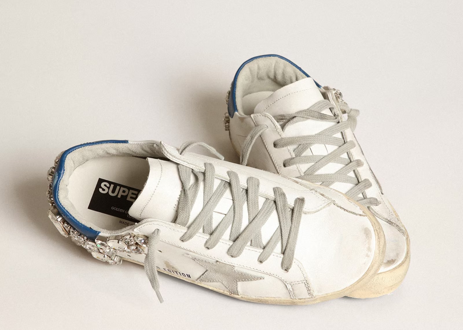 GOLDEN GOOSE SUPER-STAR WHITE SWAROVSKI STONE (W)