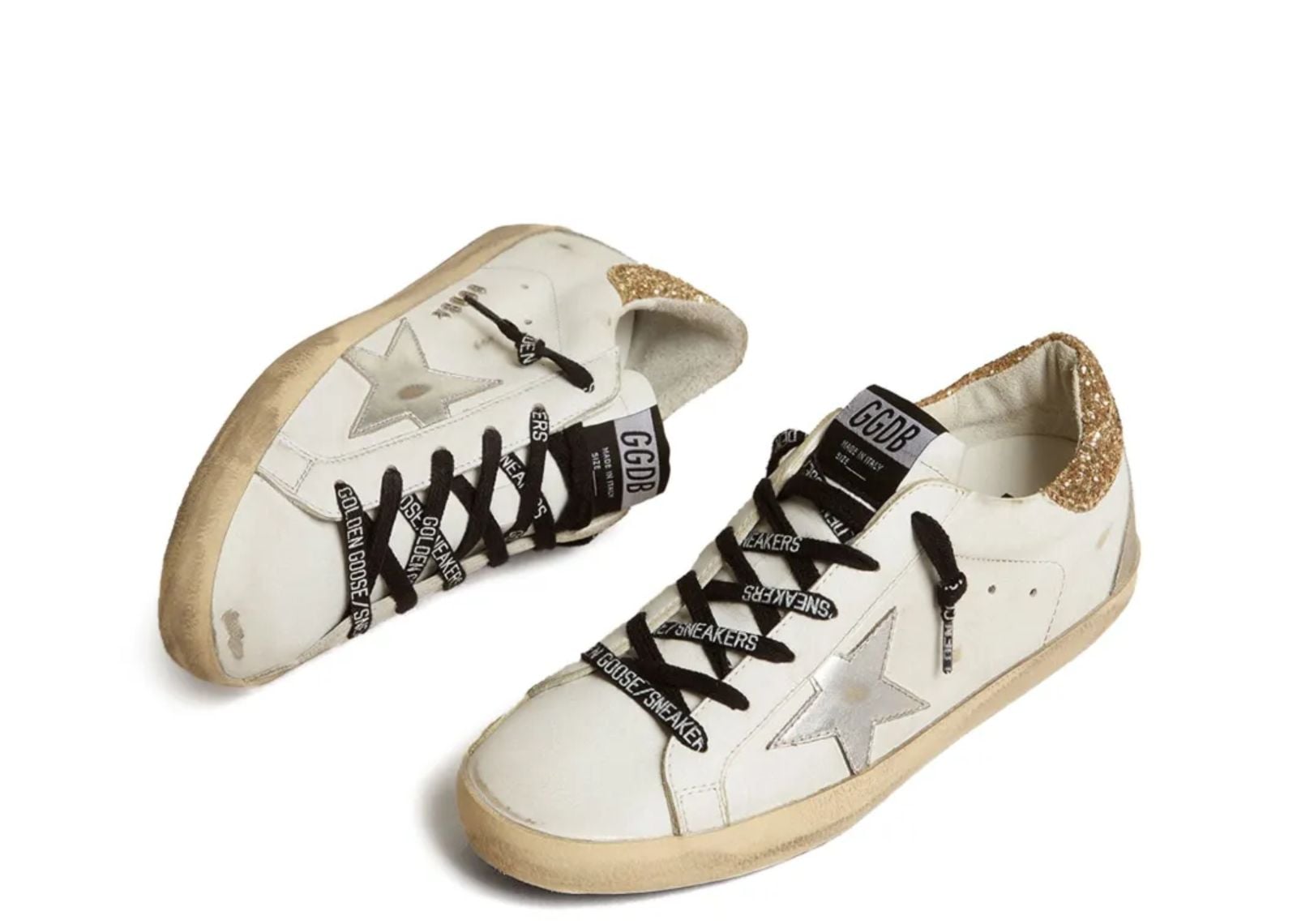GOLDEN GOOSE SUPER-STAR WITH GLITTERY HEEL (W)